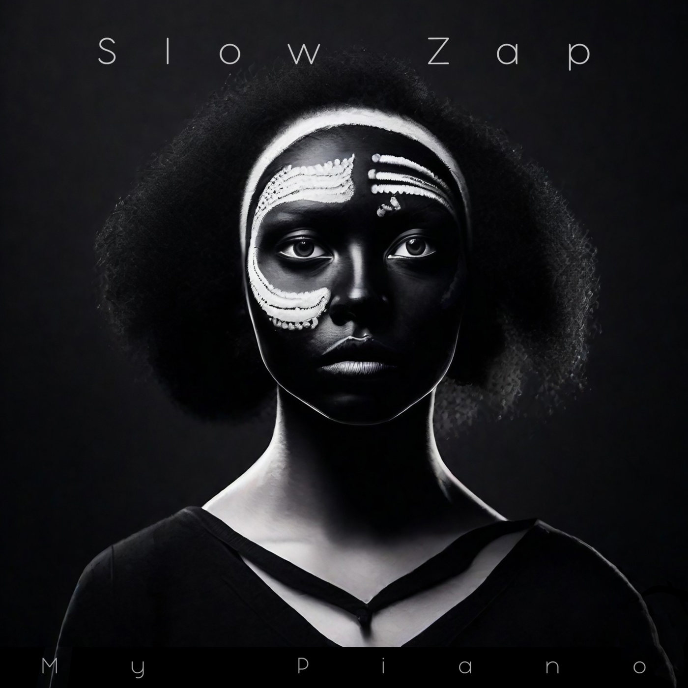 Original My Piano cover for Slow Zap (Solo Piano), released by Ringtone Records 26 on December 9, 2023, with a monochrome portrait.